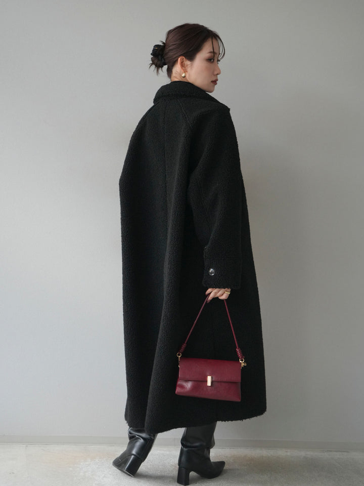 [予約]ボアxムートンロングコート/black