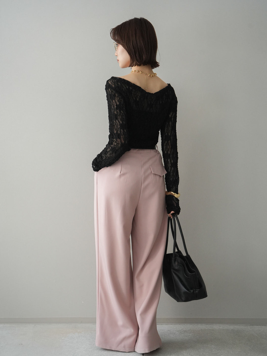 [予約]ベルト付キーホルダーモチーフワイドパンツ/pink