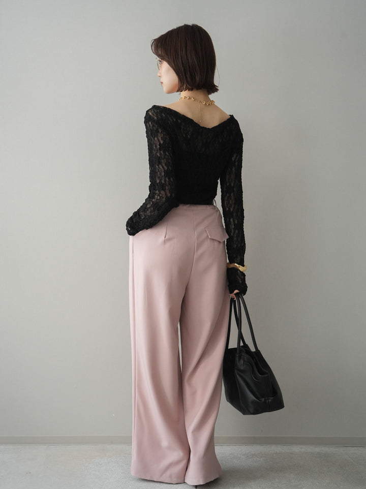 [予約]ベルト付キーホルダーモチーフワイドパンツ/pink