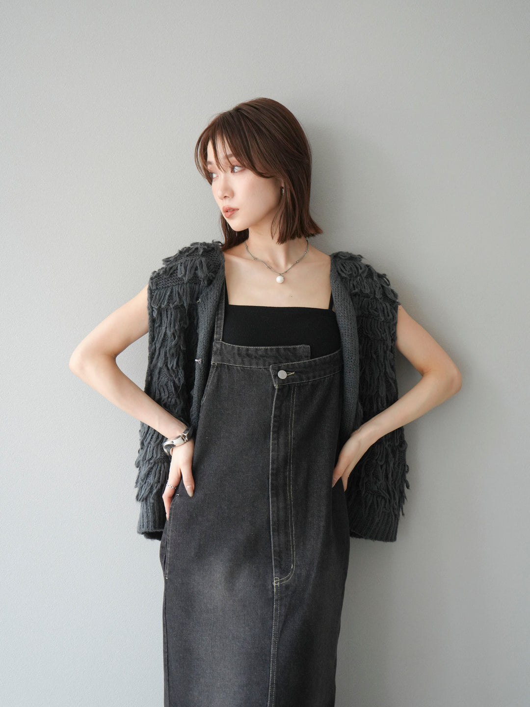 [予約]ループデザインベスト/チャコール