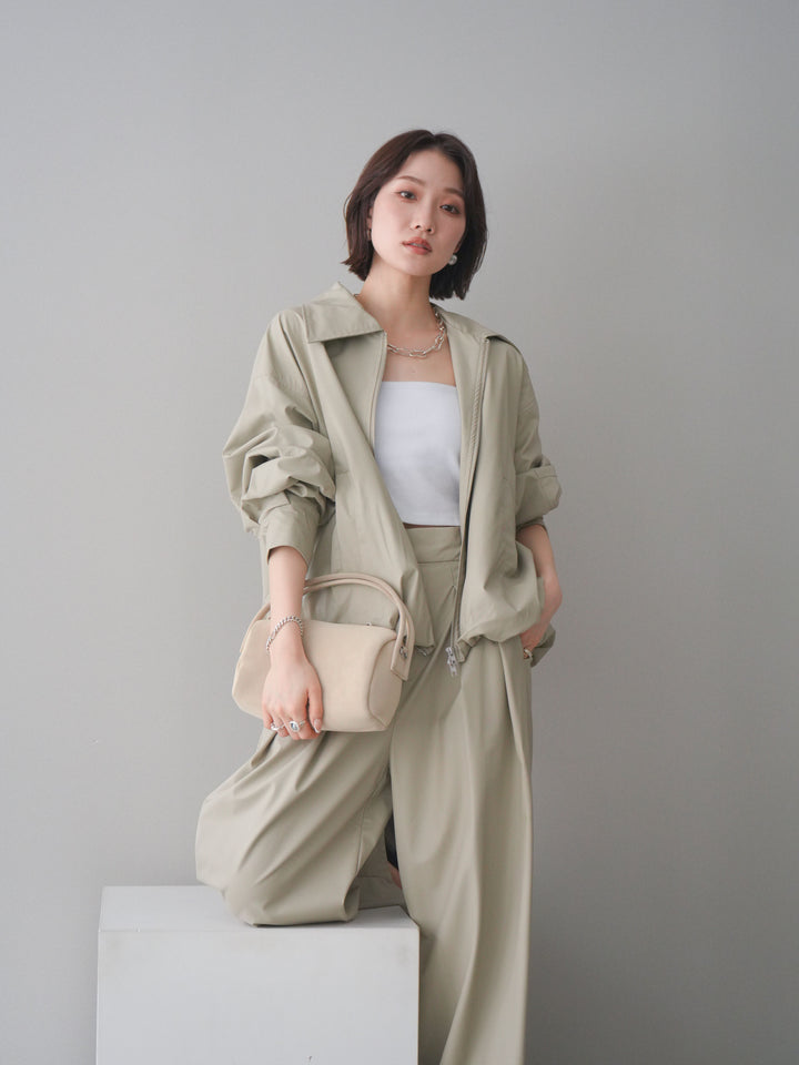 [予約]ウォッシャブルフェイクレザーバルーンジャケット/ecru