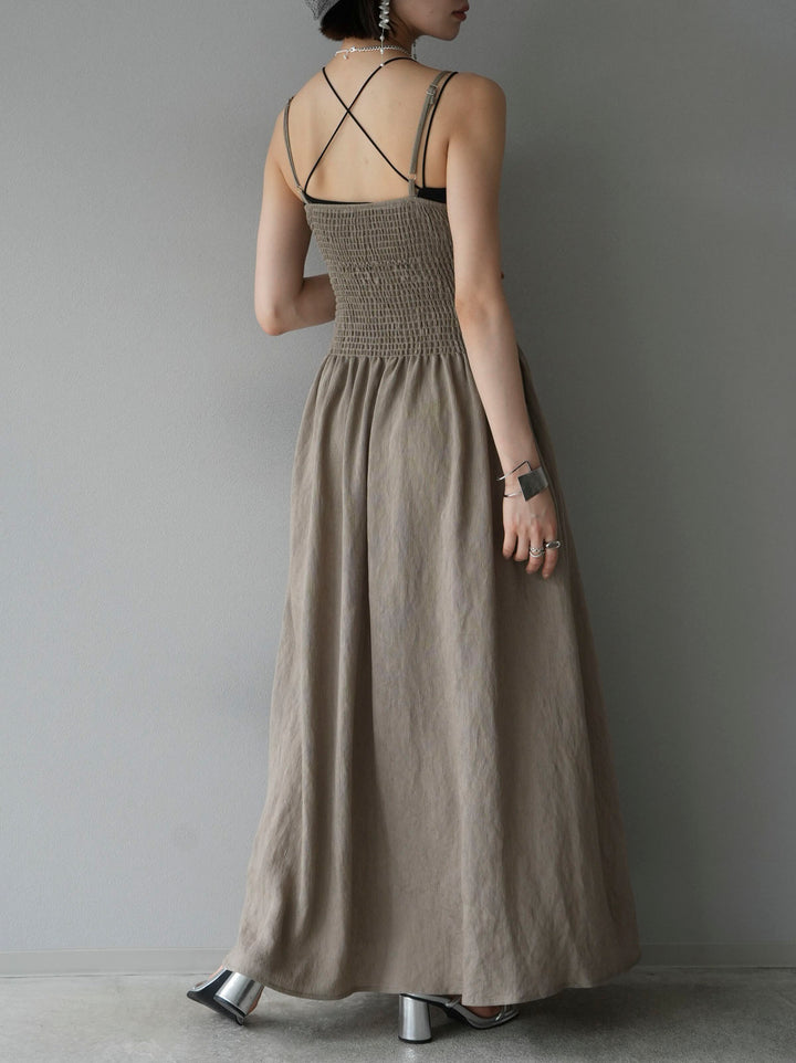 [Pre-order] Gathered Camisole Dress/Khaki