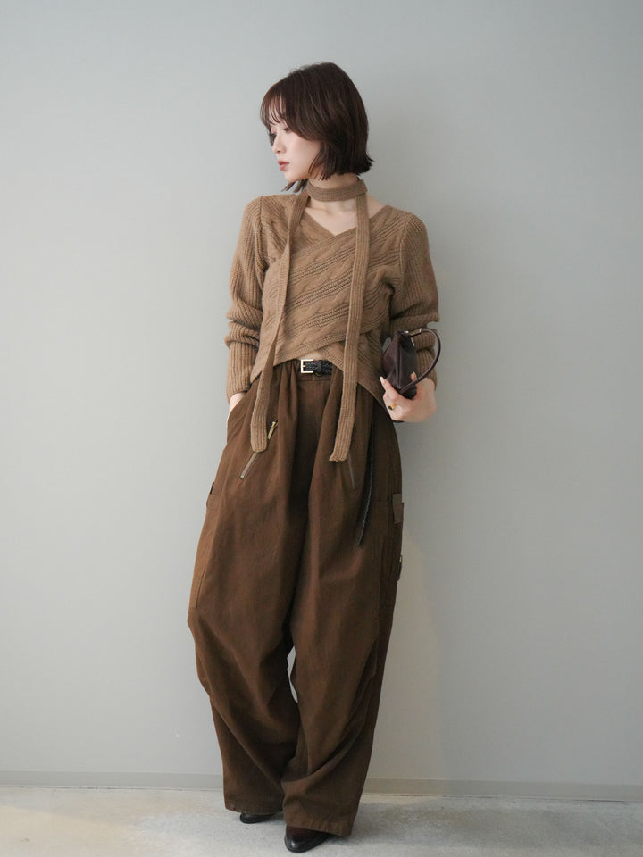 [予約]コットンタックループパンツ/brown