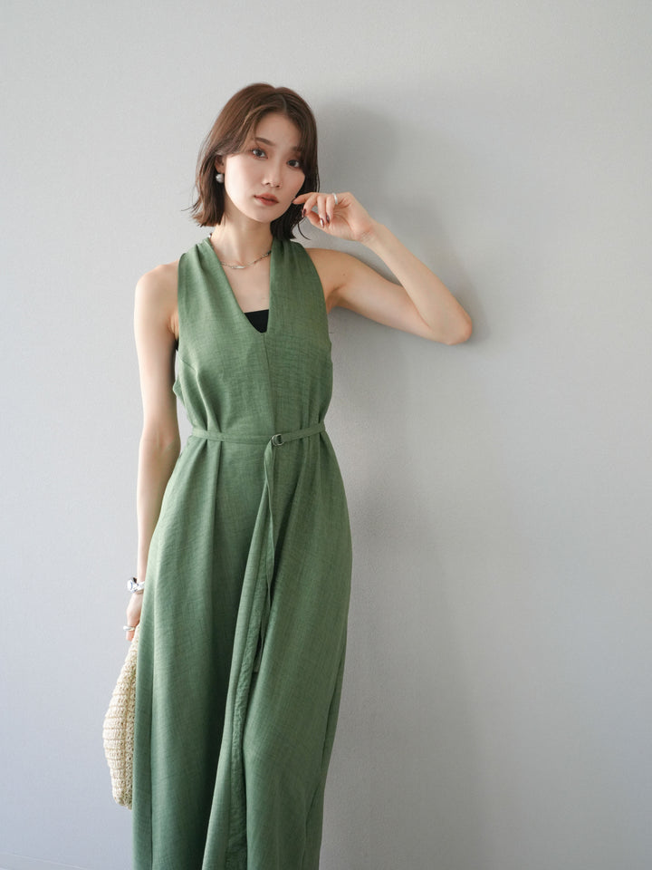 [予約]ループデザインムラ染めワンピース/グリーン