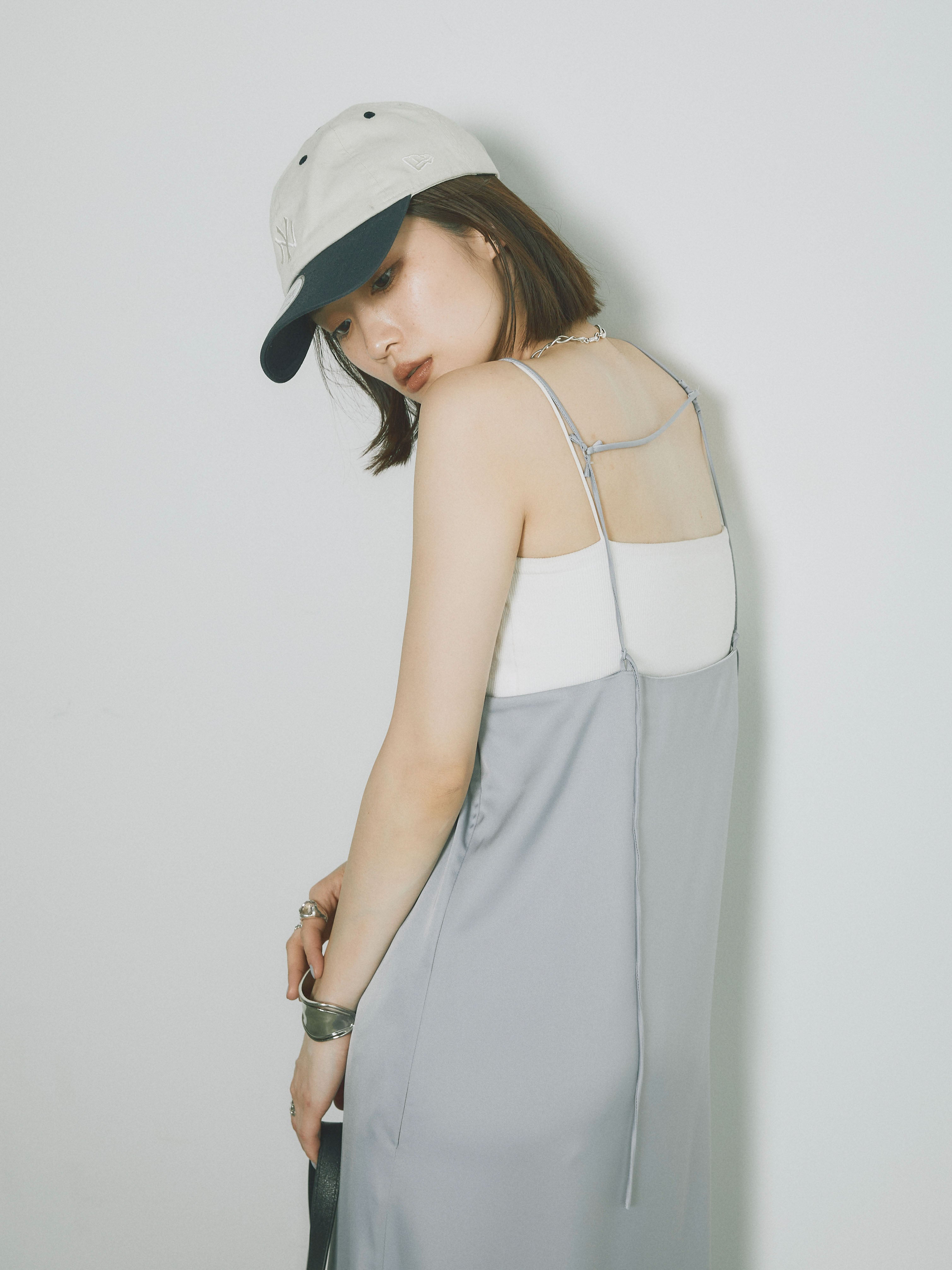 予約]マットサテンキャミワンピース/グレー – Lumier