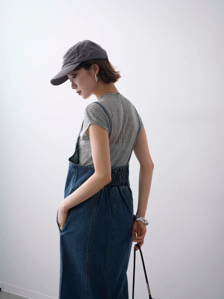 [予約]シアーリブフレンチニットトップス/grey