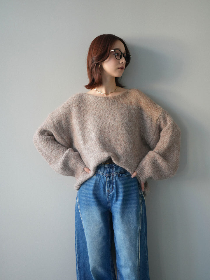 [SET]透かしデザインニットプルオーバー+透かしデザインニットプルオーバー(2set)