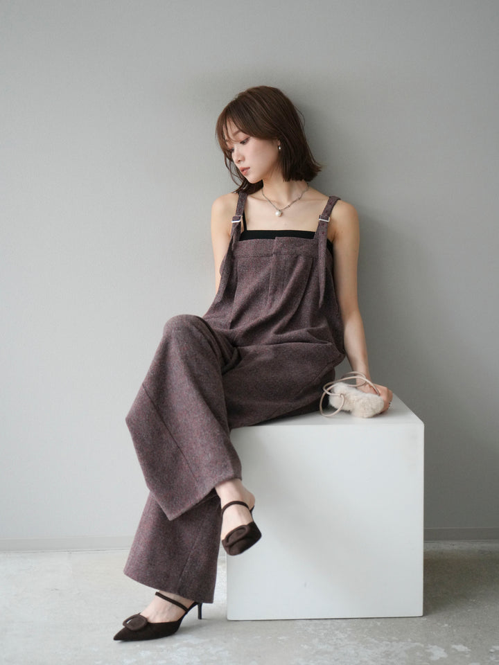 [予約]ツイードベアサロペット/オレンジ