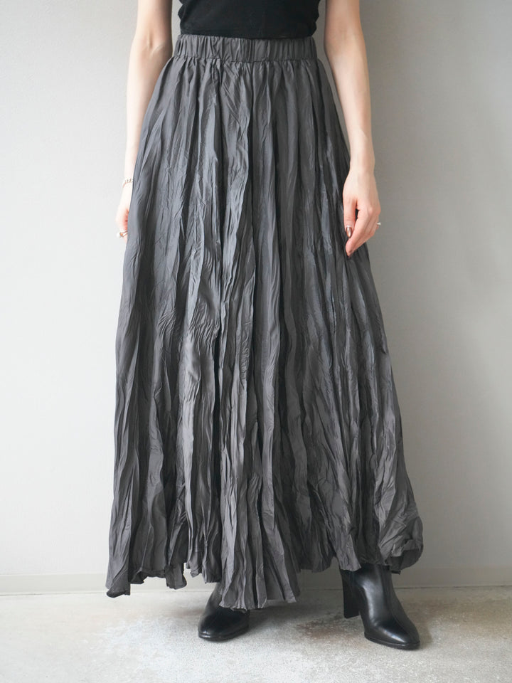 [予約]ワッシャープリーツロングスカート/charcoal
