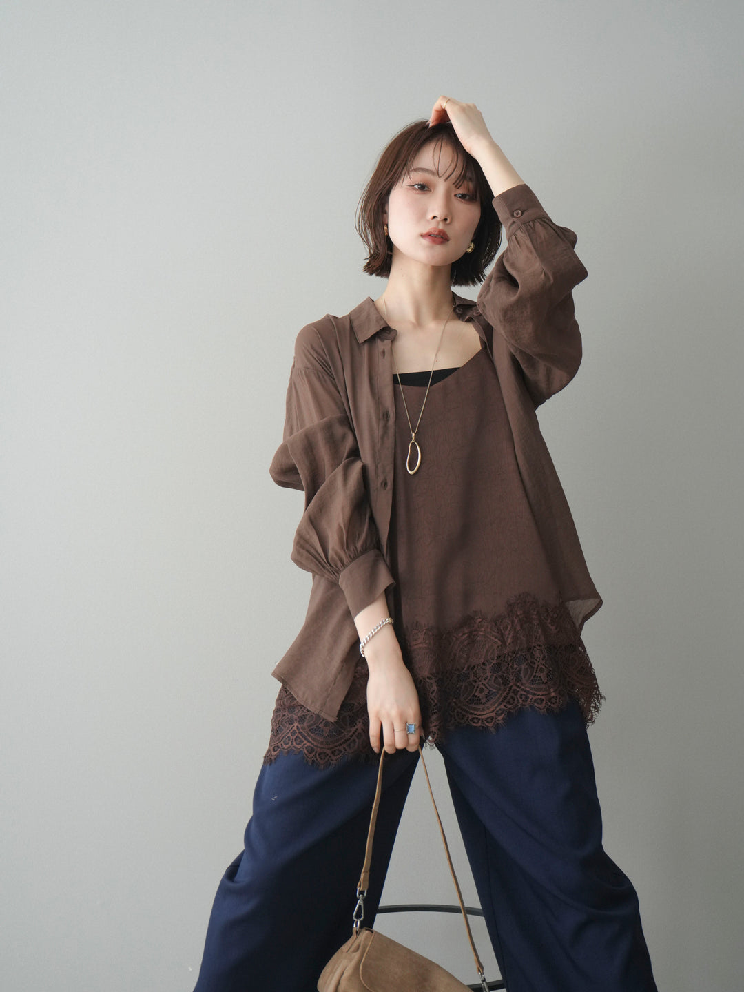 [予約]シアーポプリンシャツ/brown