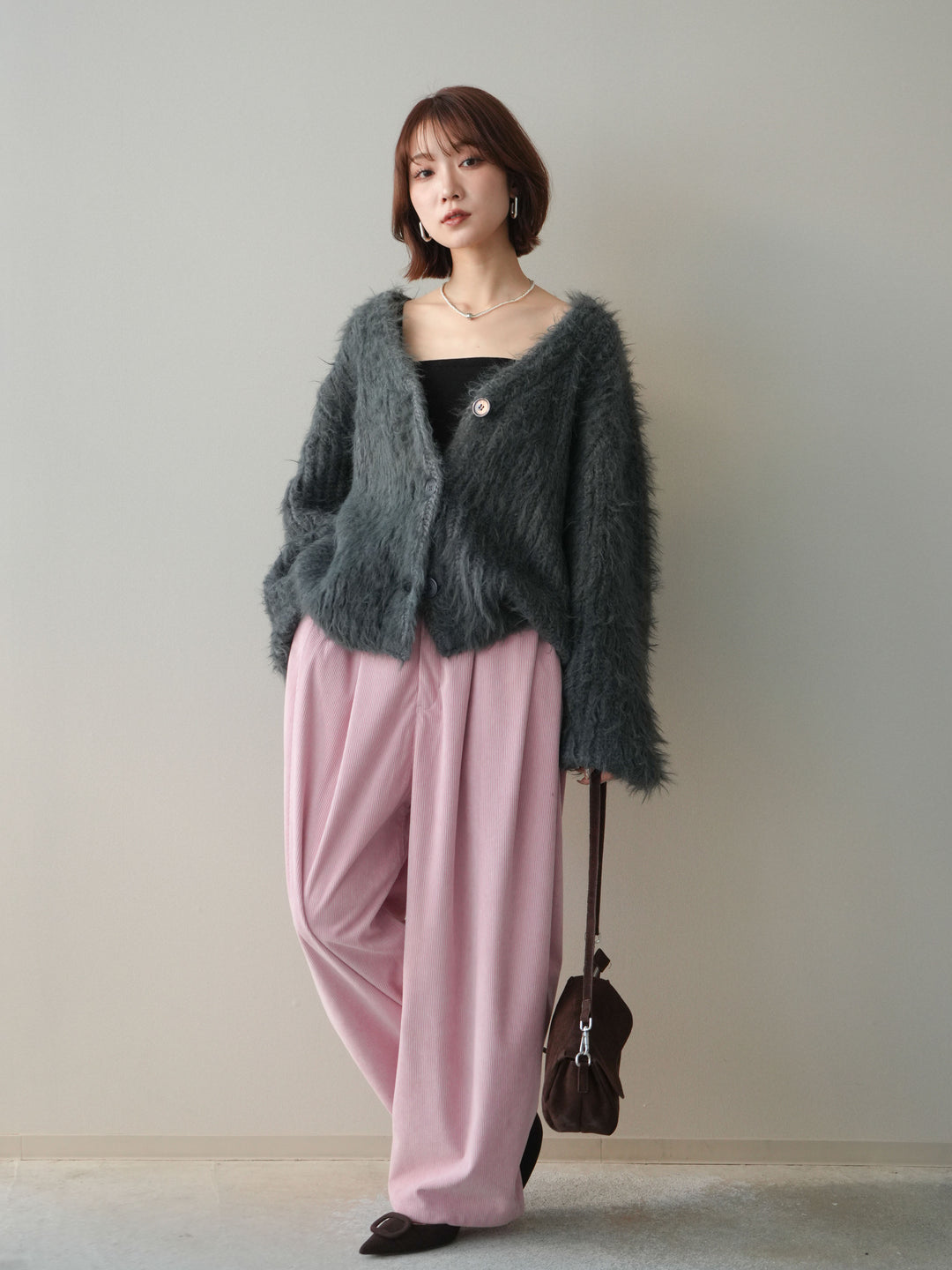 [予約]コーデュロイサイドタックコクーンパンツ/pink