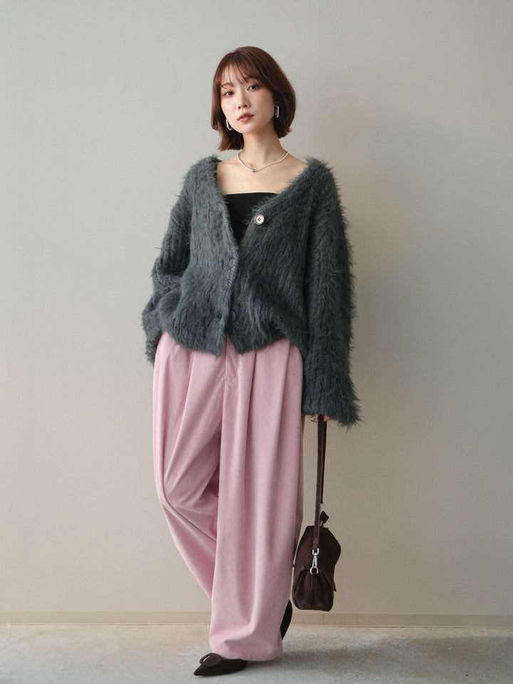 [予約]コーデュロイサイドタックコクーンパンツ/pink