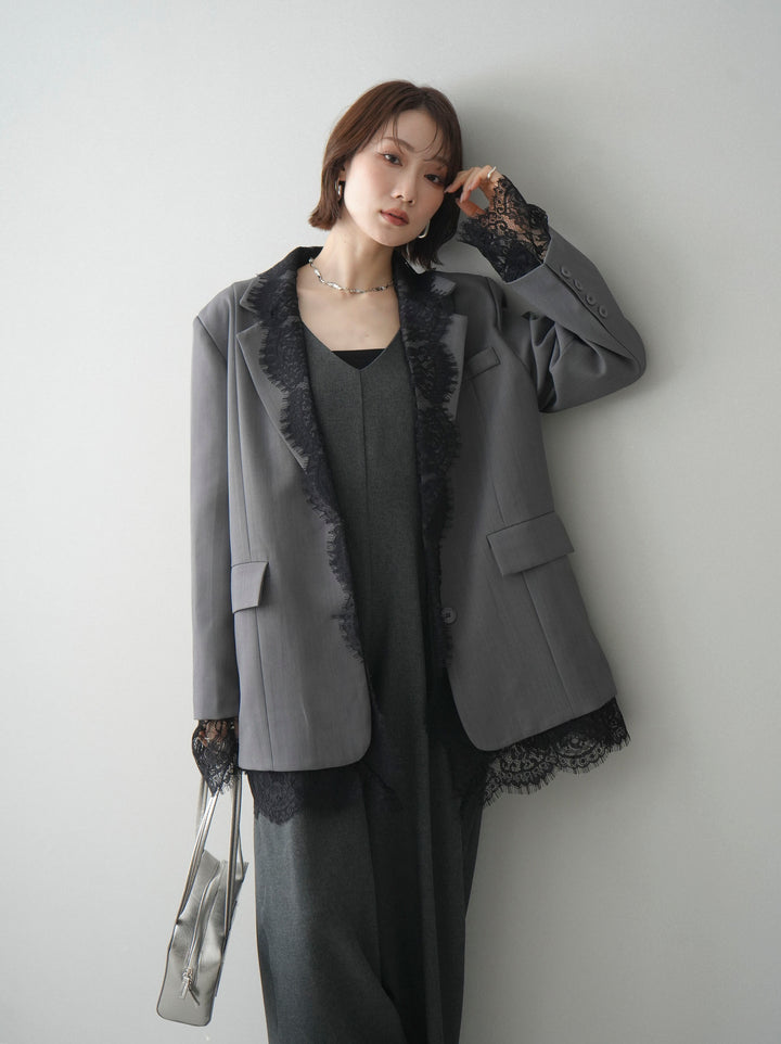 [予約]レースドッキングオーバージャケット/gray
