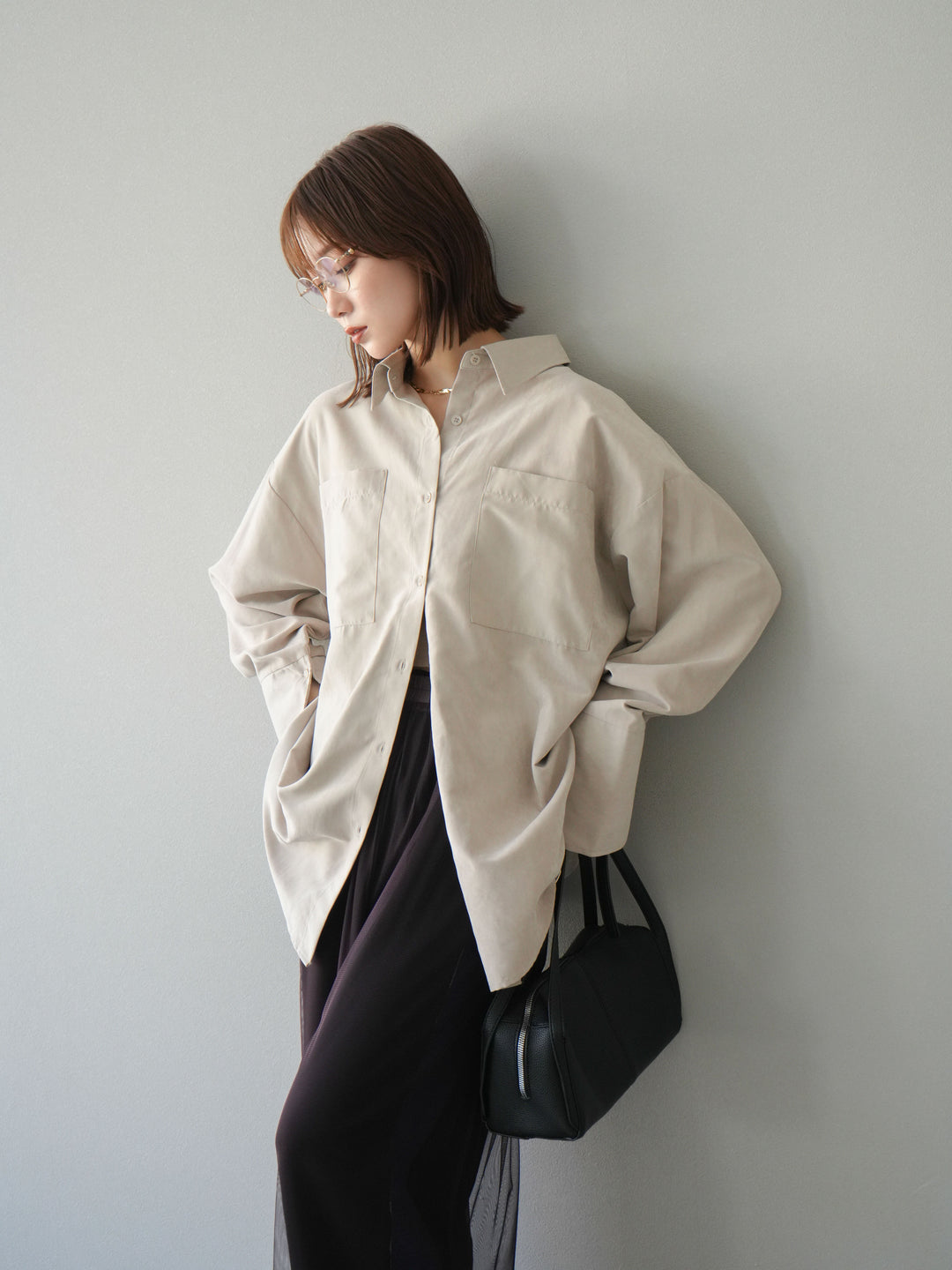 [予約]スエードライクBIGカフスオーバーシャツ/エクリュ