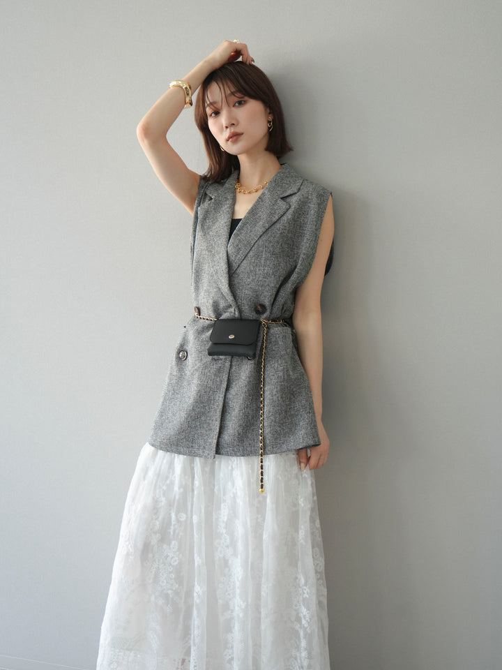 [預購] 混合粗呢背心/黑色