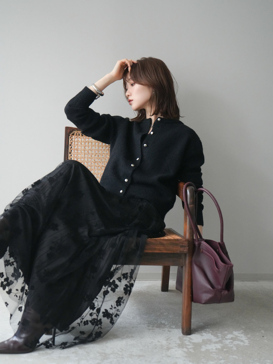 [SET]アンティークボタンニットカーディガン+アンティークボタンニットカーディガン(2set)