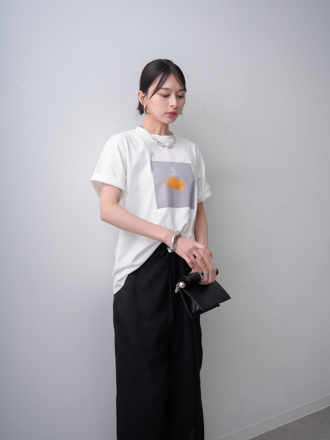 [SET]ニュアンスフローラルフォトTEE+シアーレイヤードフロントタックイージパンツ(2set)