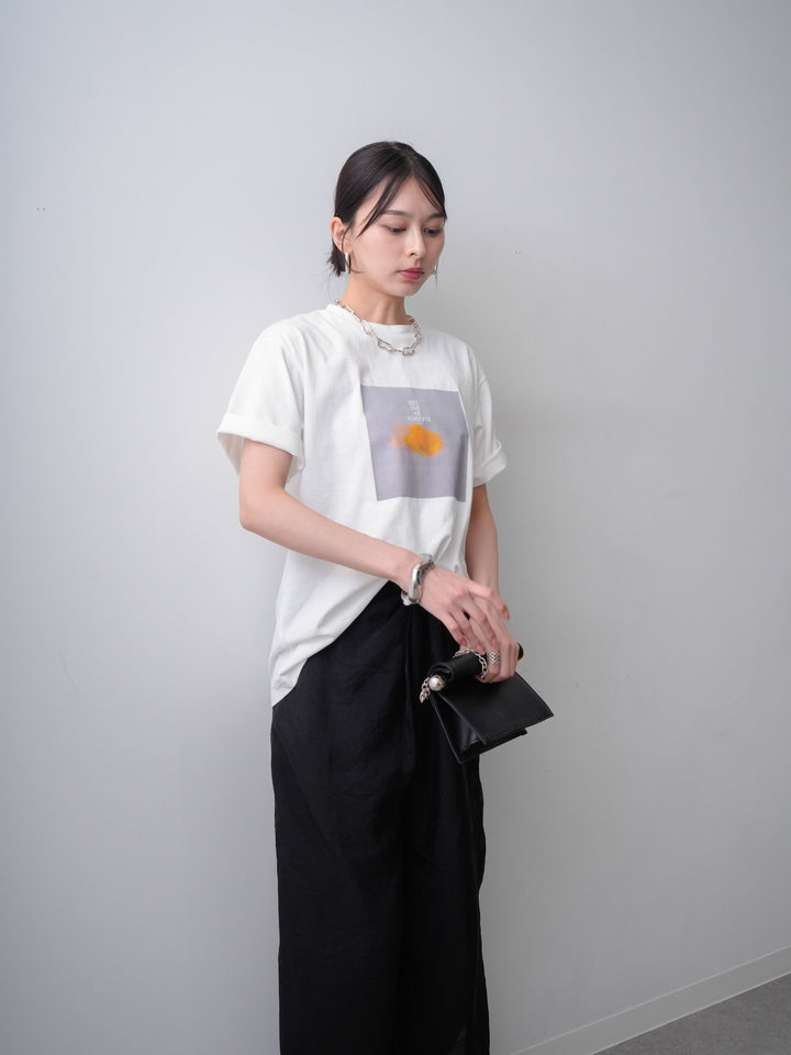 [SET]ニュアンスフローラルフォトTEE+シアーレイヤードフロントタックイージパンツ(2set)