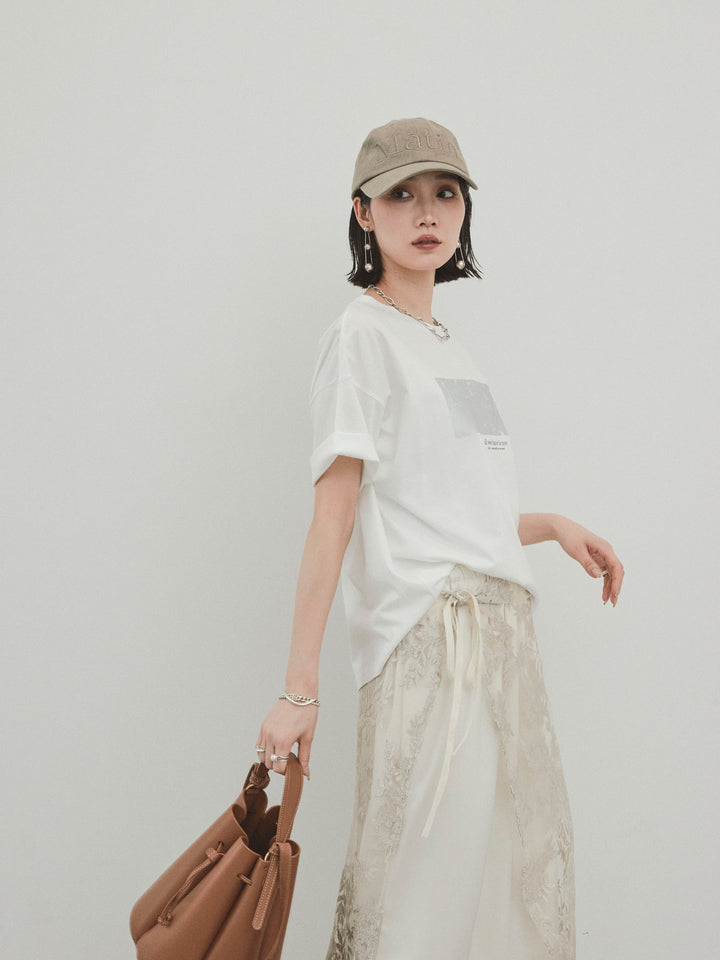 [予約]箔プリントドライタッチコットンTEE /オフ