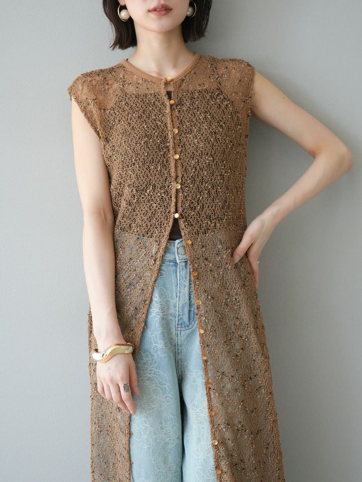 [予約]2WAYネップメッシュワンピース/ブラウン