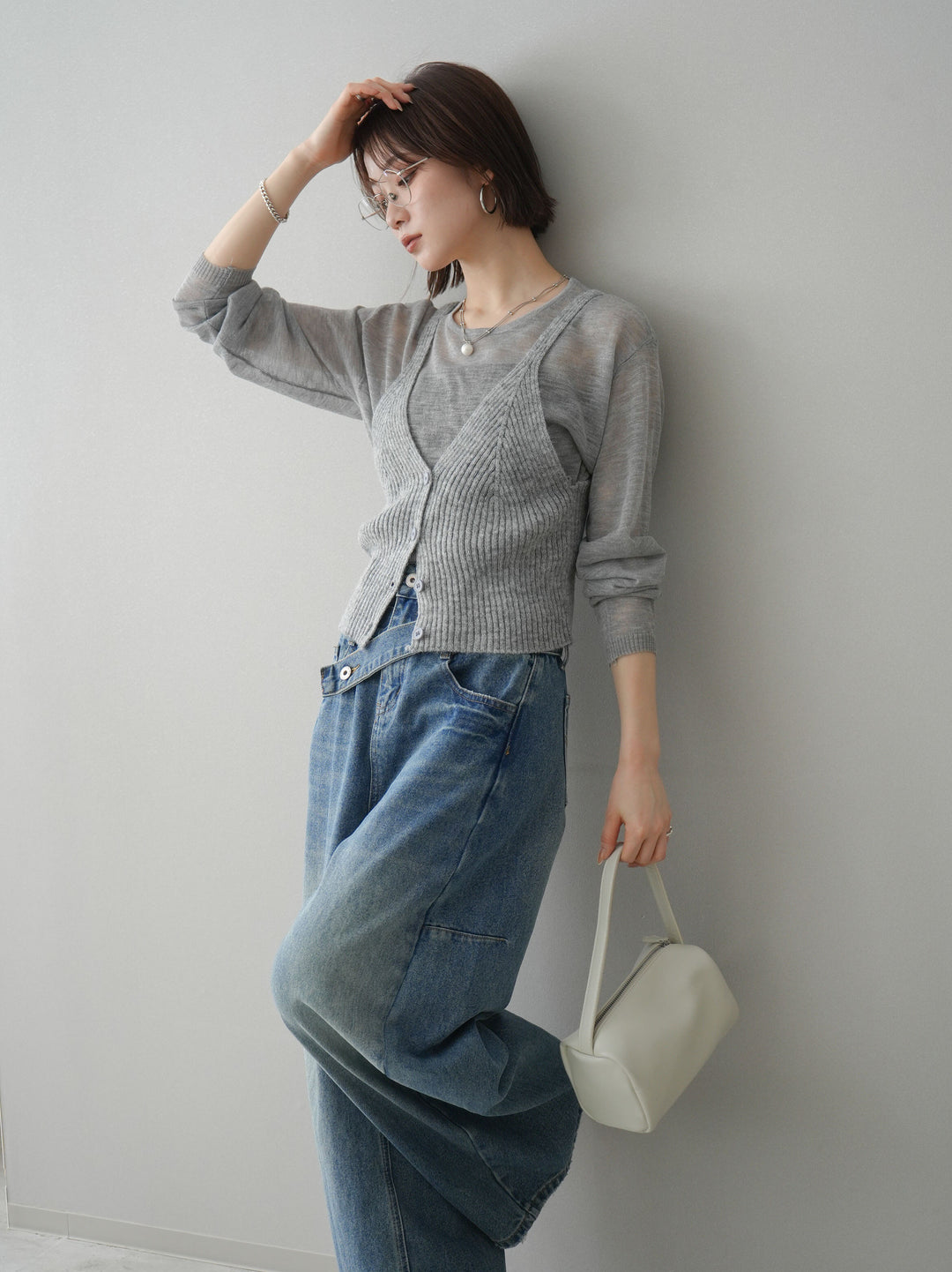 [予約]ビスチェアンサンブルシアーニット/gray