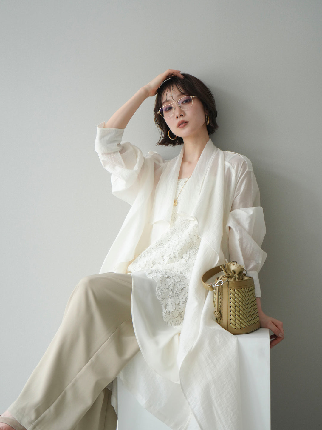 [予約]シアートレンチロングコート/ivory