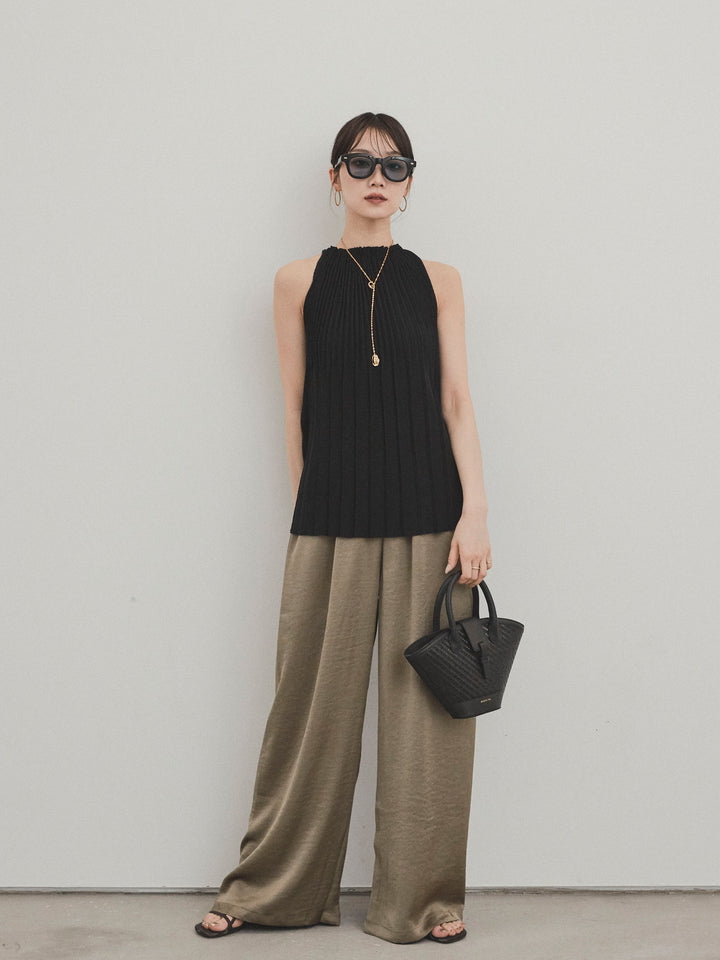 [予約]サテンイージーパンツ/カーキ