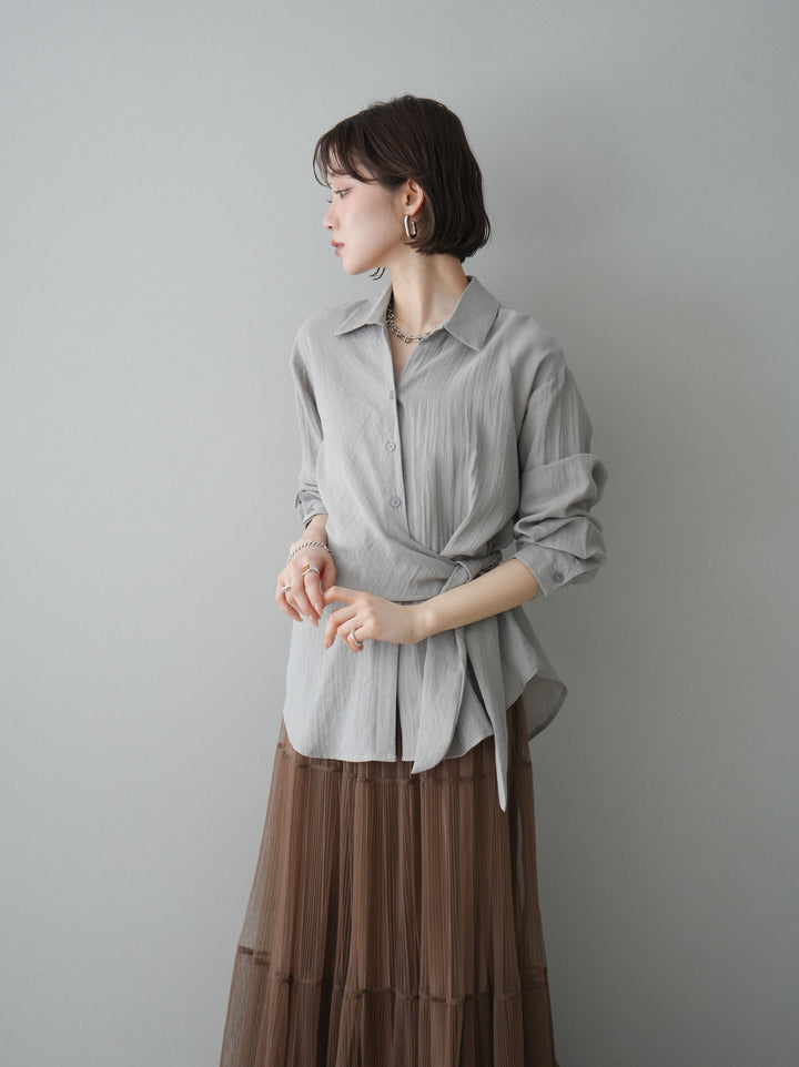 [予約]フロントアシンメトリーブラウス/gray