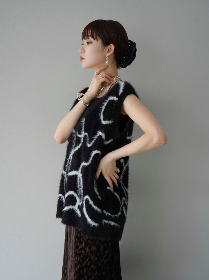 [SET]ラインシャギーニットベスト+選べるアクセセット(2set)