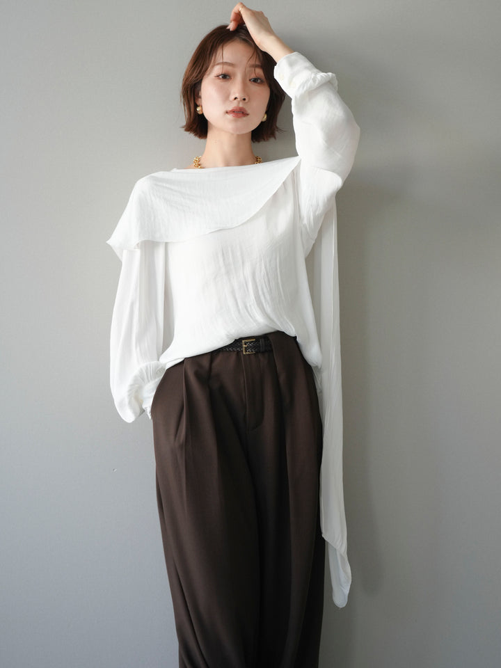 [予約]シルキードレープブラウス/white