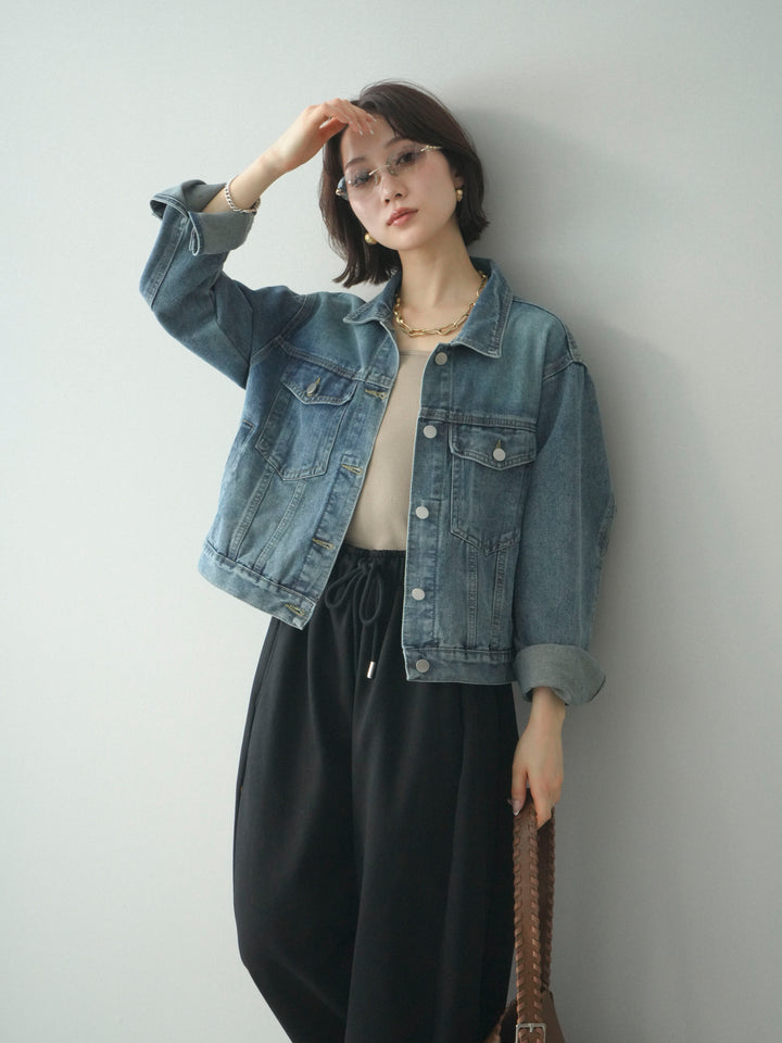 [SET]配色ステッチデニムジャケット+配色ステッチデニムジャケット(2set)