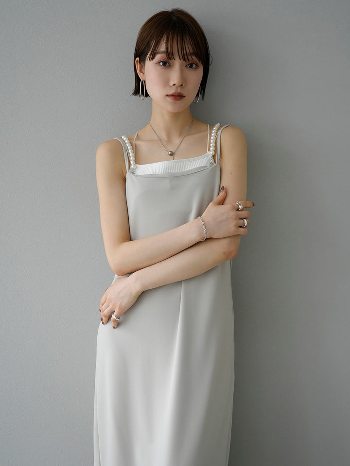 [Pre-order] Pearl Chain 2-Way Camisole Dress/Beige