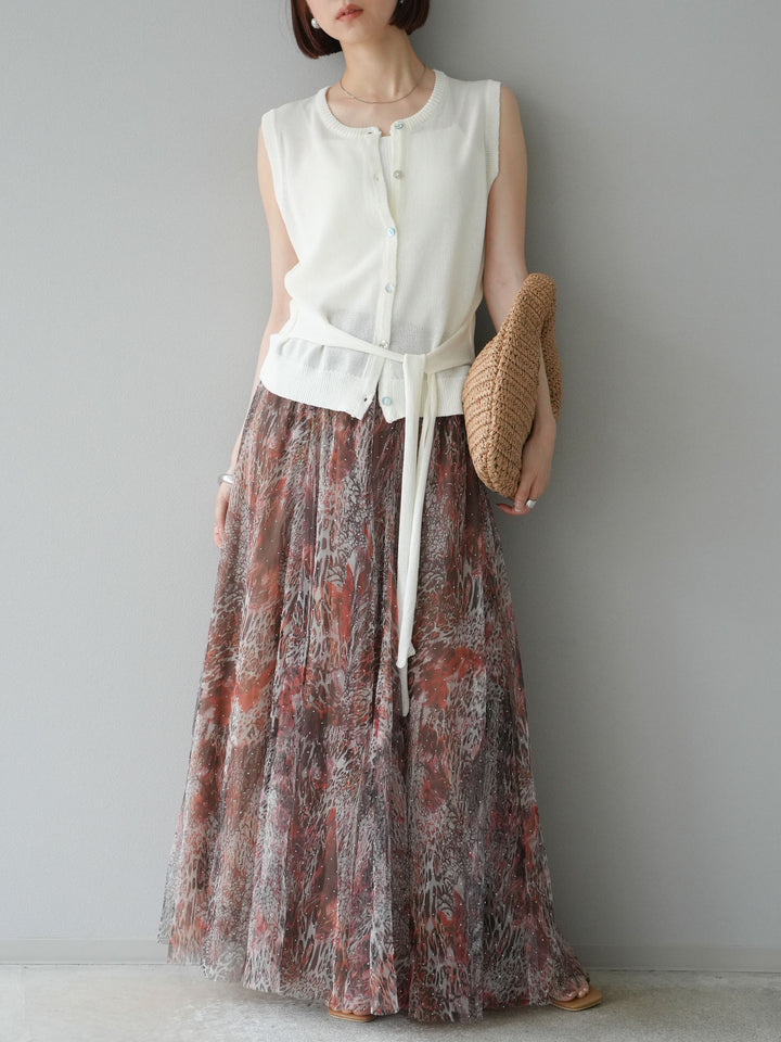 [予約]ウエストベルトニットベスト/アイボリー