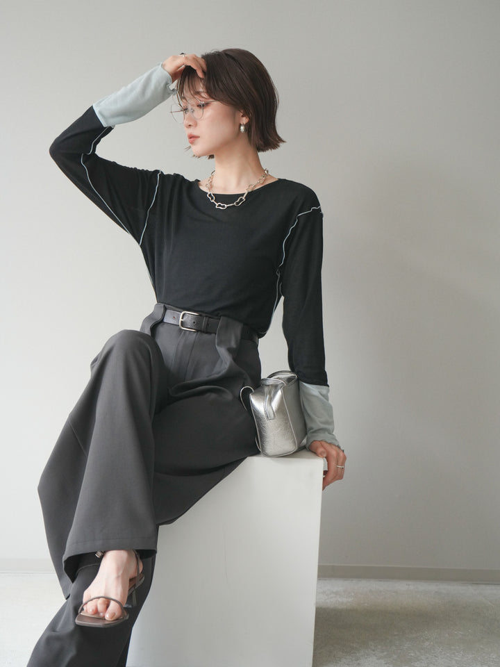 [SET]配色メロウトップス+配色メロウトップス(2set)