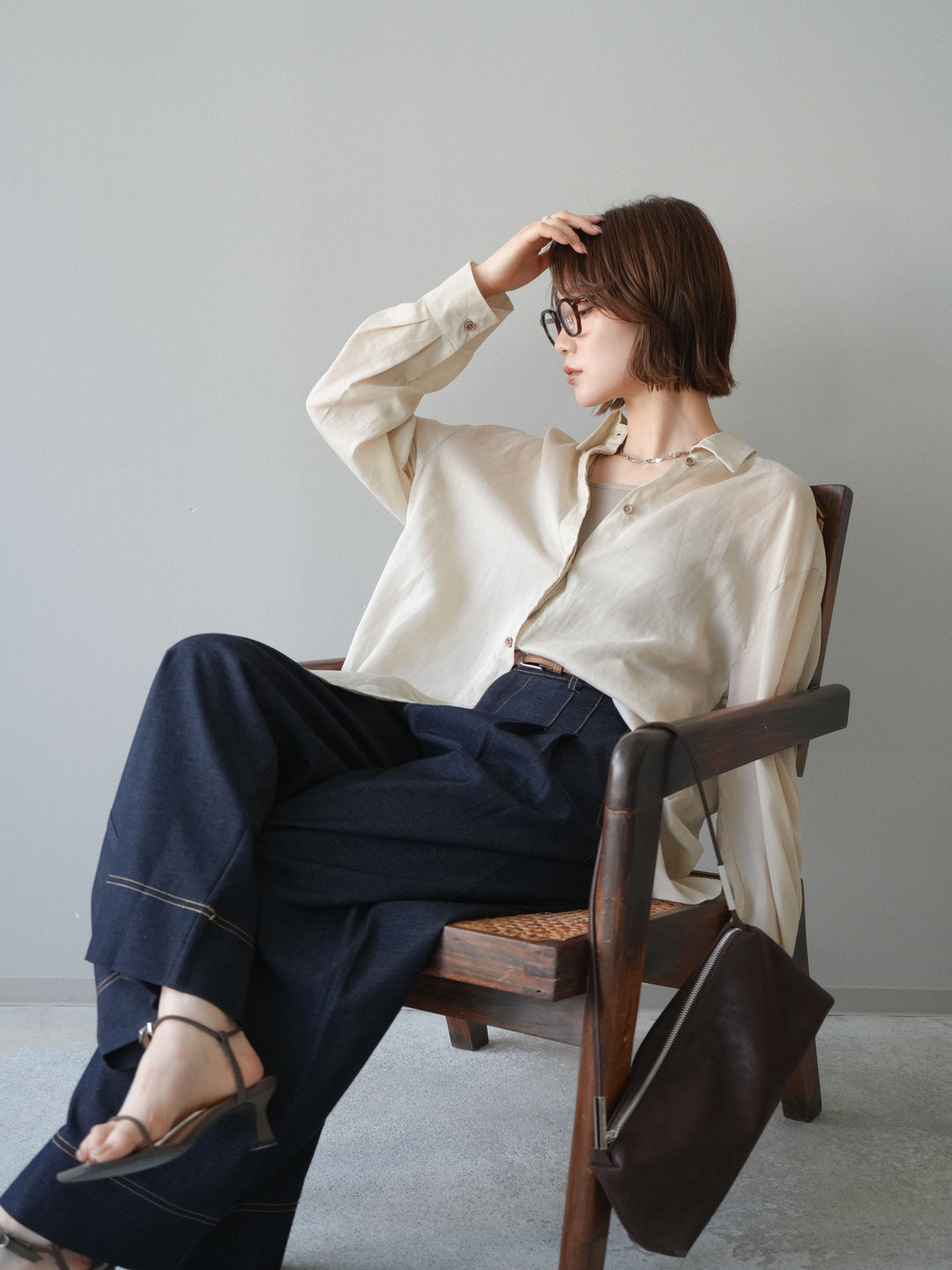 [予約]バックオープンツイストシャツ/beige