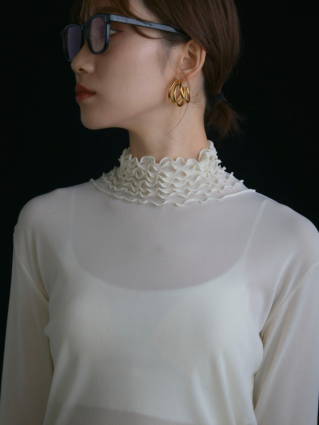 [予約]シアーフリルメロートップス/アイボリー