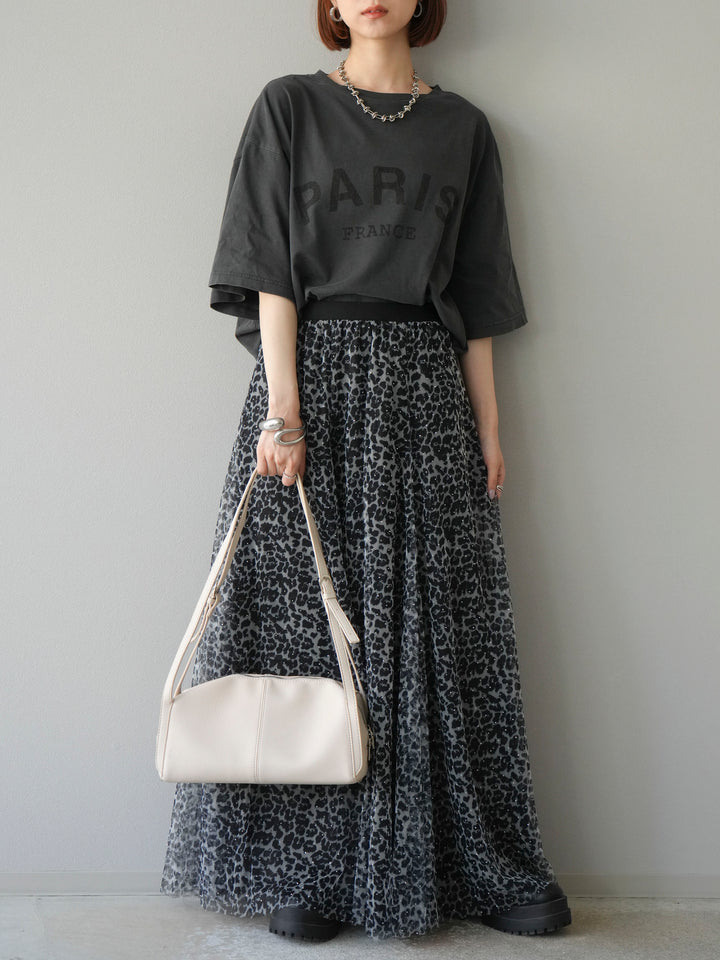 [予約]ピグメントロゴプリントTシャツ/チャコール