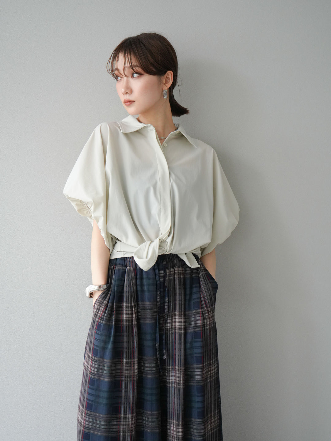 [予約]ICE TOUCHパフスリーブシャツ/オフグレー