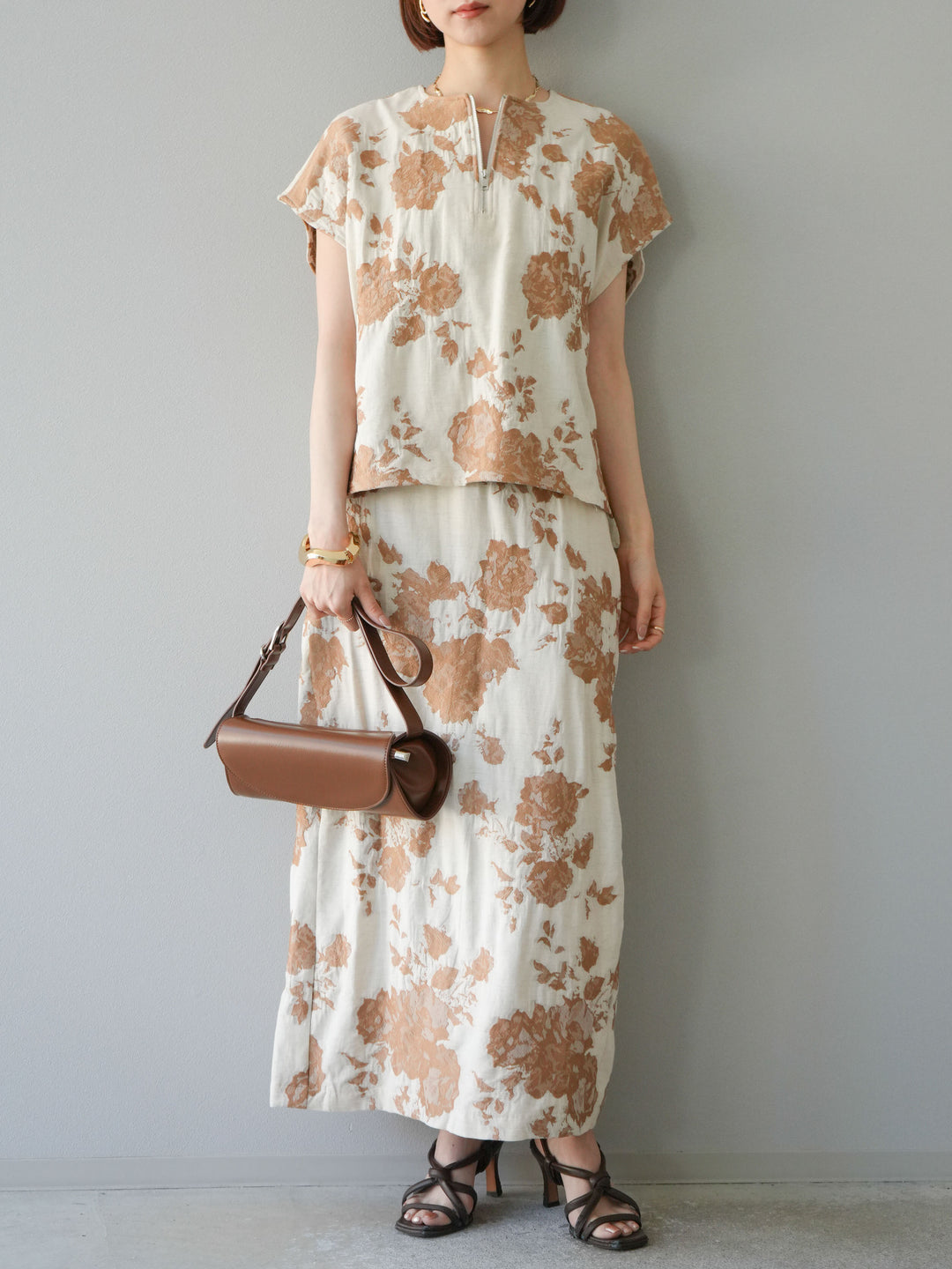 [予約]ジャガードZIPプルオーバー/ベージュ