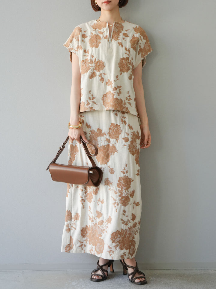 [予約]ジャガードZIPプルオーバー/ベージュ