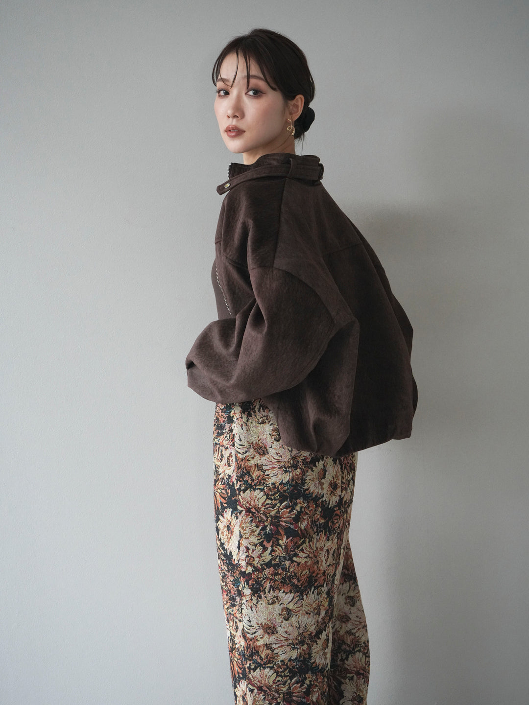 [予約]スエードジップデザインブルゾン/brown