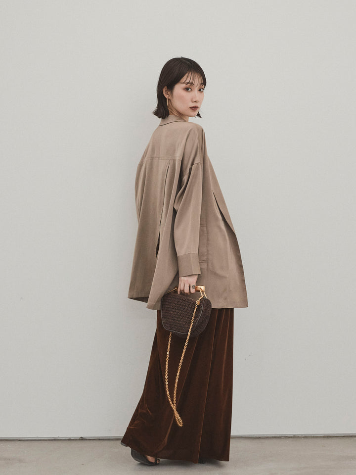 [SET] 霧面緞面外套 + 天鵝絨半身裙 (2set)