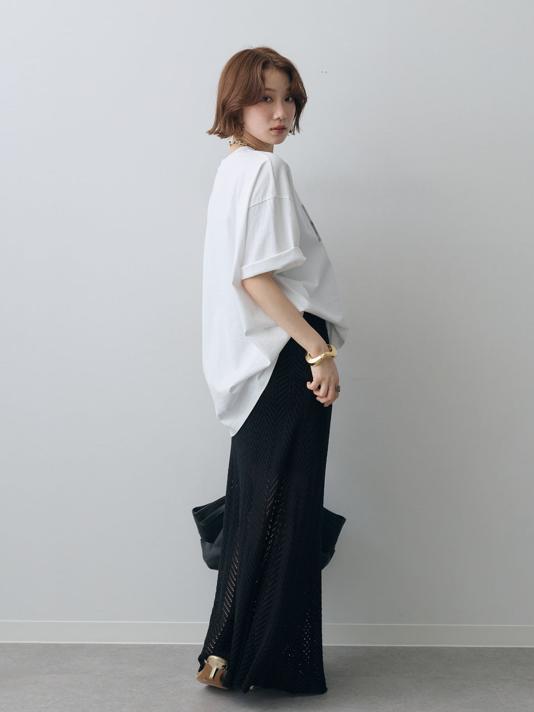 [SET]スリードッグフォトボックスTEE+クロシェシアーセミフレアスカート(2set)