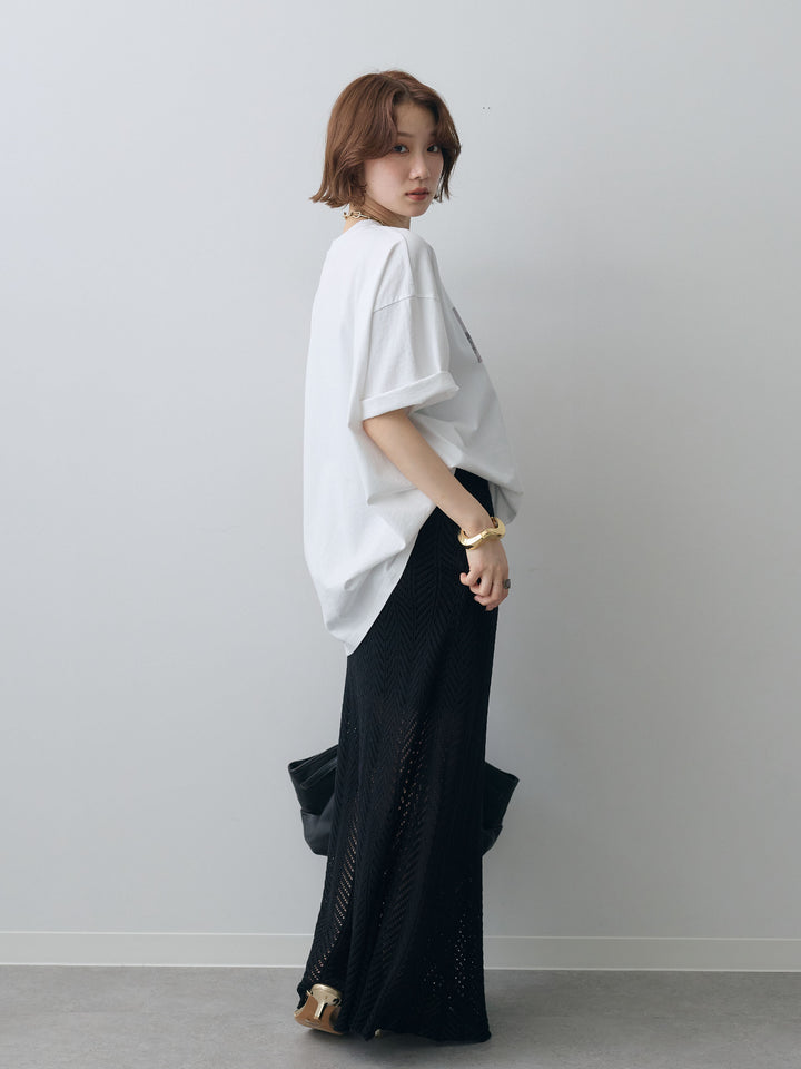 [SET]スリードッグフォトボックスTEE+クロシェシアーセミフレアスカート(2set)
