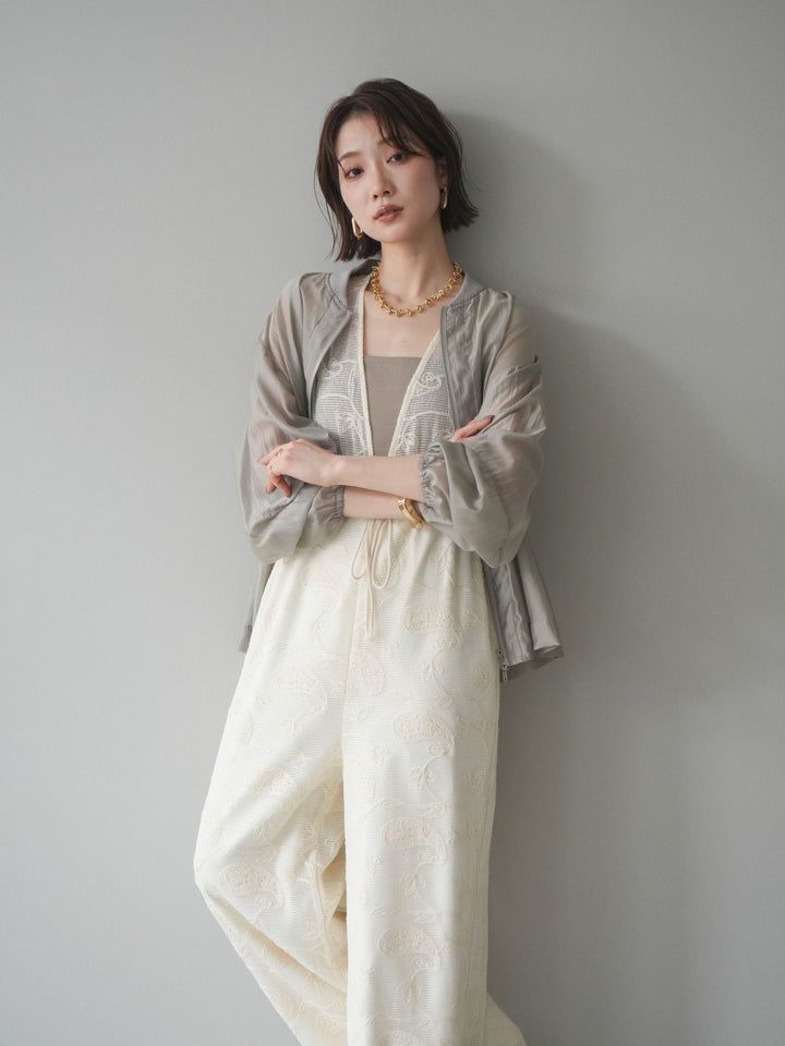 [SET]レース刺繍サロペット+ドロストシアーブルゾン(2set)