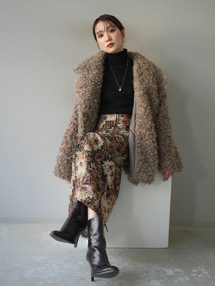 [予約]プードルファーダブルミドルコート/beige