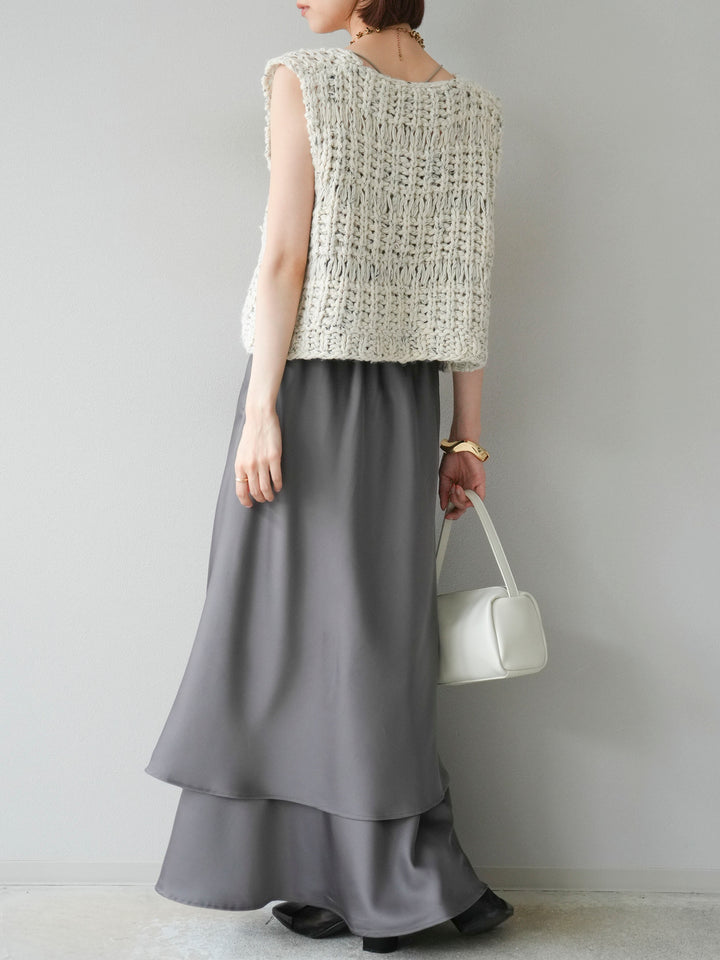 [予約]サテンフリルスカート/グレー