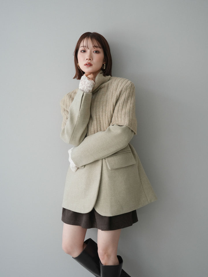 [20%オフ]ケープ付ノーカラージャケット/ivory