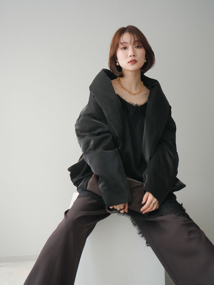 [20%オフ]シャイニーアシンメトリーダウンジャケット/black