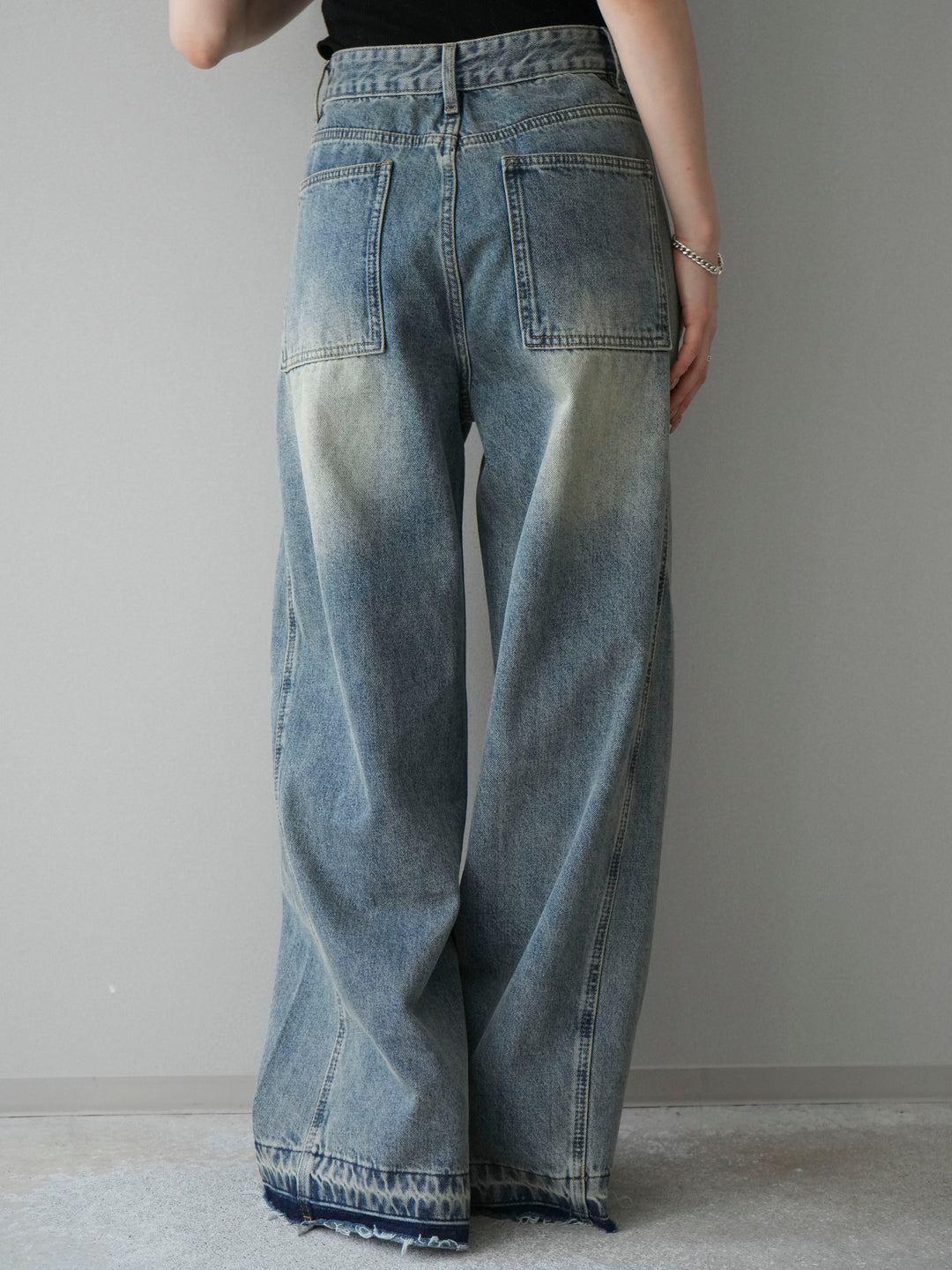 [予約]染めデザインポケットデニムパンツ/blue